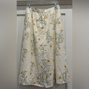 Joie Ivory Skirt w/ Yellow Floral Pattern